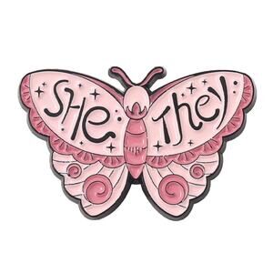 Butterfly SHE/THEY Enamel Pins 417-4